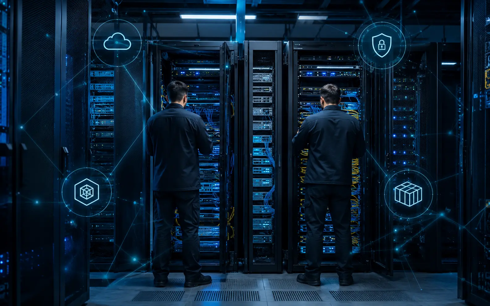 Infraestrutura empresarial de redes, servidores e datacenter